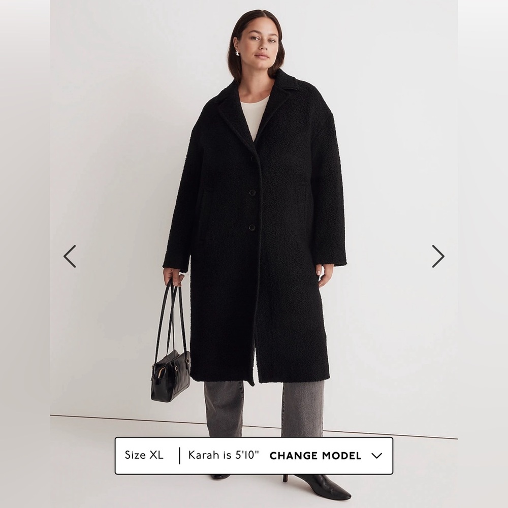 Madewell The Alonzo Coat in Bouclé Size XL color Black